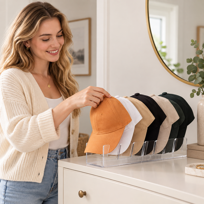 🧢 Clear Hat Organizer | Multi-Slot Cap Storage Rack