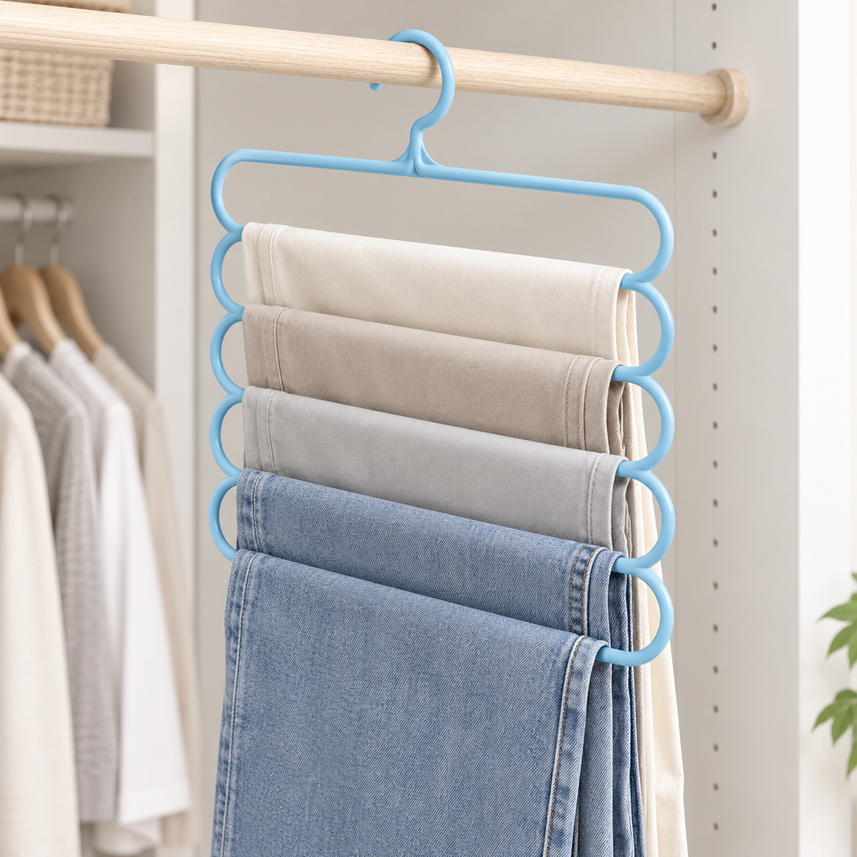 👖 Multi-Layer Pants Hanger | Space-Saving Closet Organizer
