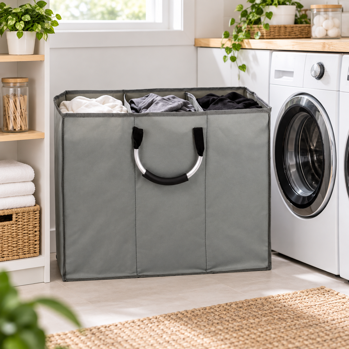 3-Section Laundry Sorter | Fabric Organizer | Easy-Carry Design