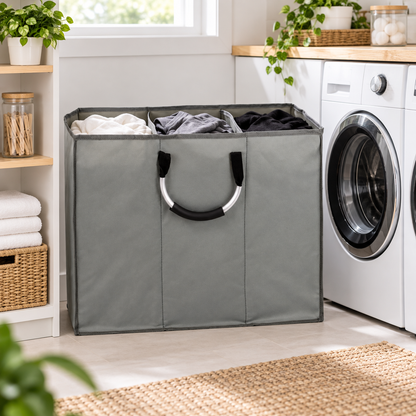 3-Section Laundry Sorter | Fabric Organizer | Easy-Carry Design