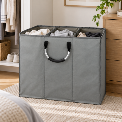 3-Section Laundry Sorter | Fabric Organizer | Easy-Carry Design