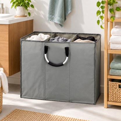 3-Section Laundry Sorter | Fabric Organizer | Easy-Carry Design