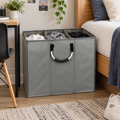 3-Section Laundry Sorter | Fabric Organizer | Easy-Carry Design