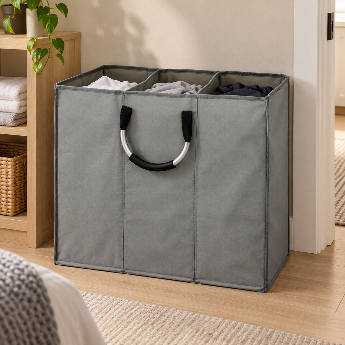 3-Section Laundry Sorter | Fabric Organizer | Easy-Carry Design