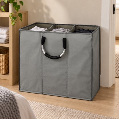 3-Section Laundry Sorter | Fabric Organizer | Easy-Carry Design