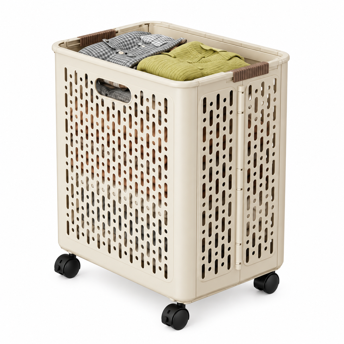 🤍 Rolling Laundry Basket | Ventilated Storage | Easy-Move Design