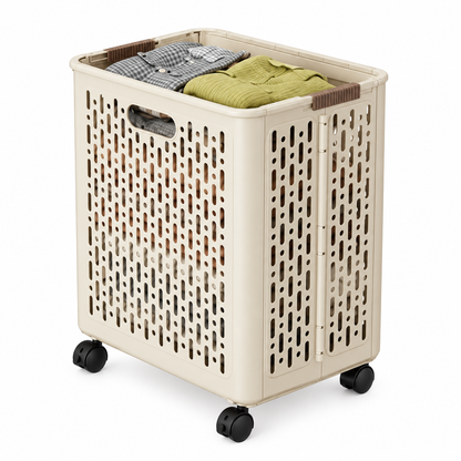 🤍 Rolling Laundry Basket | Ventilated Storage | Easy-Move Design