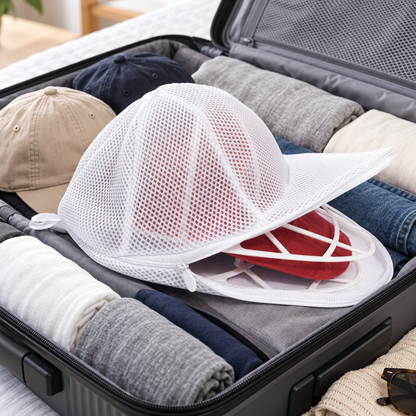 ⚪ Cap Washer Protector | Breathable Mesh | Shape-Safe Cleaning