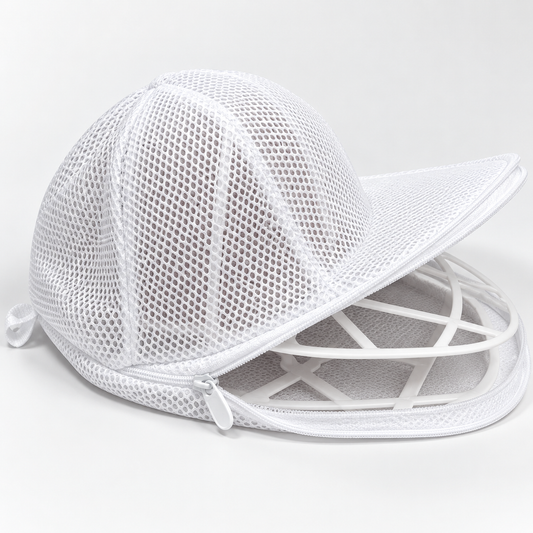 ⚪ Cap Washer Protector | Breathable Mesh | Shape-Safe Cleaning
