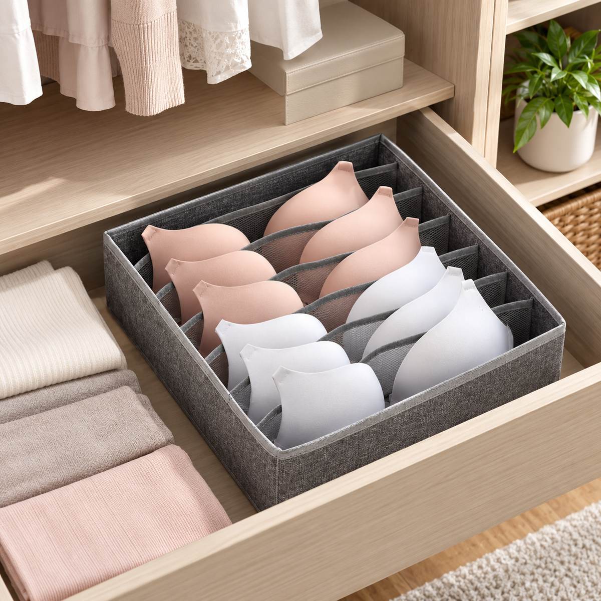 Bra Organizer Box | Divided Storage | Shape-Safe Protection