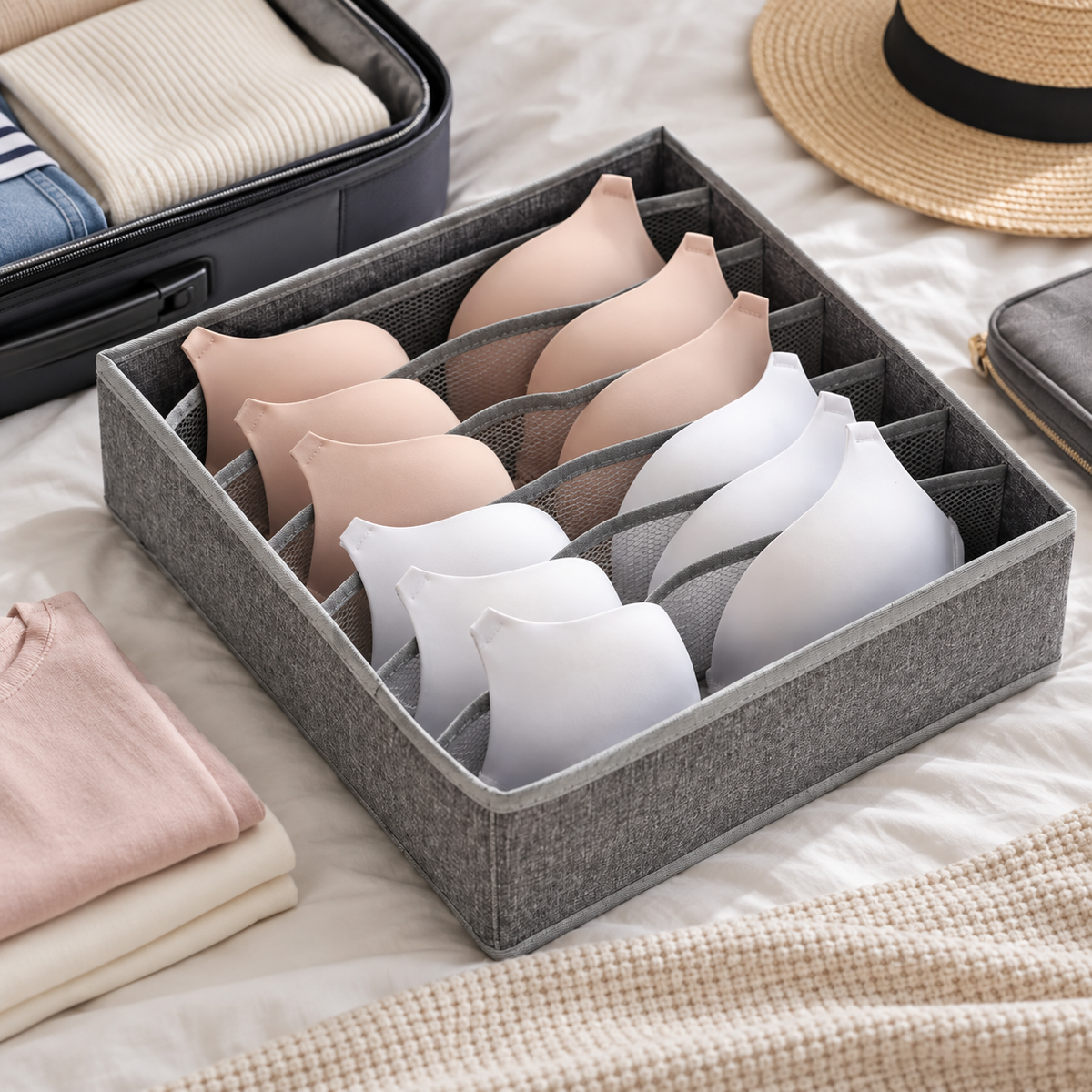 Bra Organizer Box | Divided Storage | Shape-Safe Protection