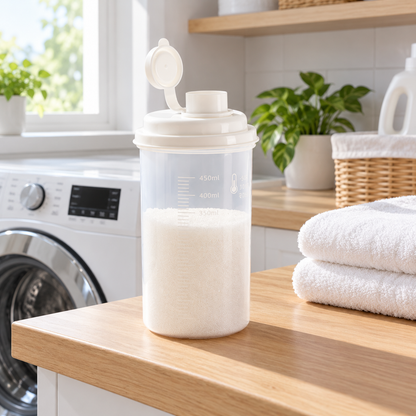 Laundry Powder Dispenser | Clear Measuring Container | Easy-Pour Storage