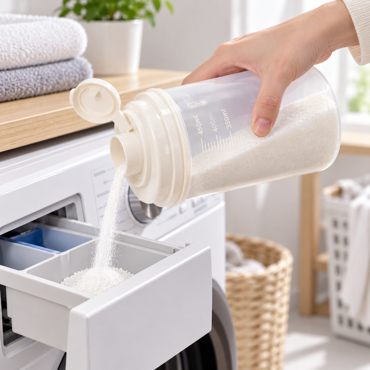 Laundry Powder Dispenser | Clear Measuring Container | Easy-Pour Storage