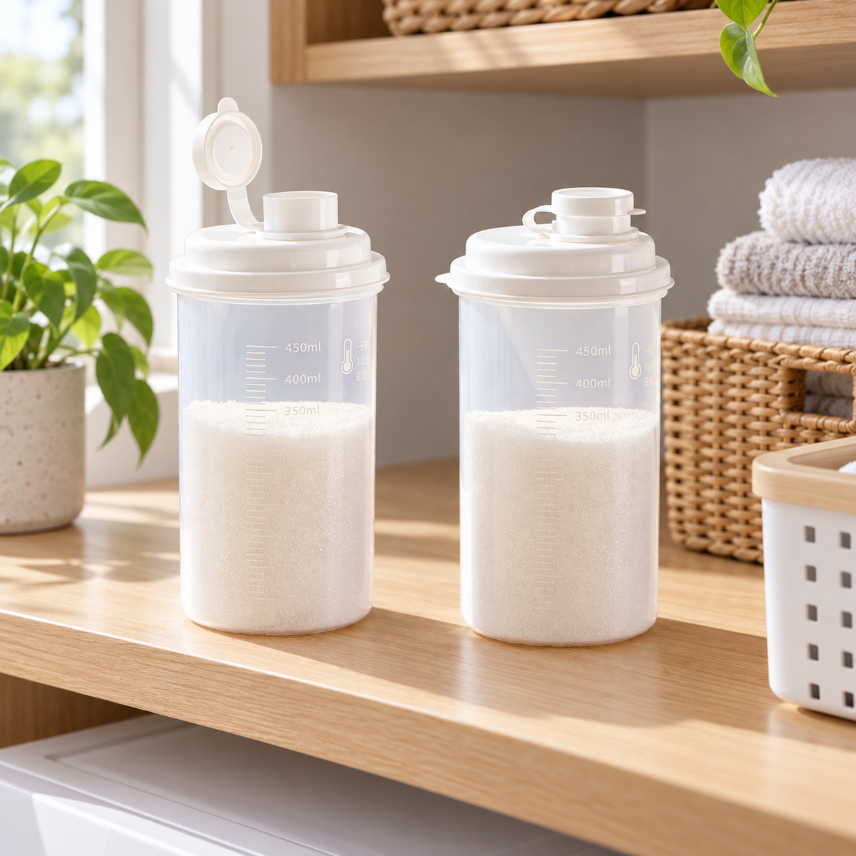 Laundry Powder Dispenser | Clear Measuring Container | Easy-Pour Storage