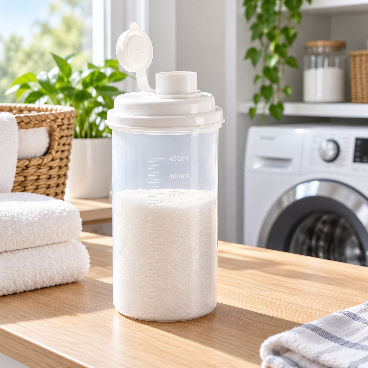 Laundry Powder Dispenser | Clear Measuring Container | Easy-Pour Storage