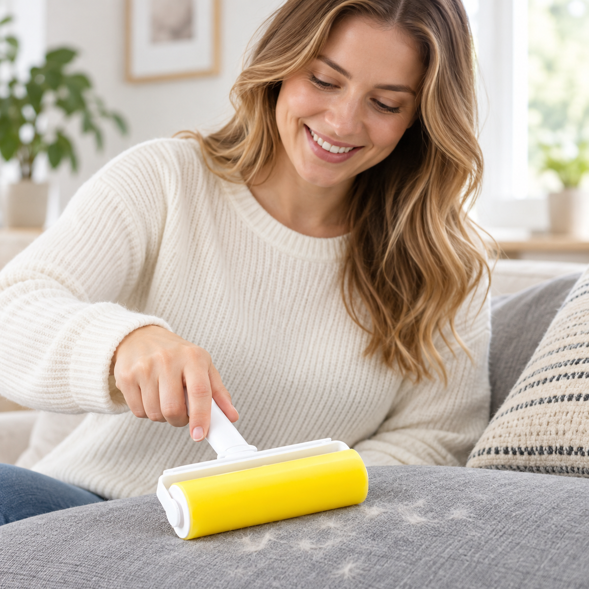 🟡 Sticky Lint Roller | Easy Hair Pickup | Everyday Fabric Cleaner