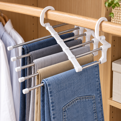 👖 Multi-Layer Pants Rack | Pull-Out Space-Saving Organizer