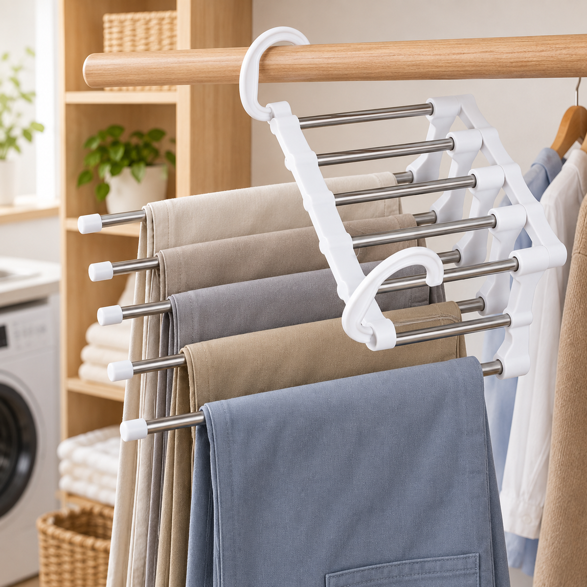 👖 Multi-Layer Pants Rack | Pull-Out Space-Saving Organizer