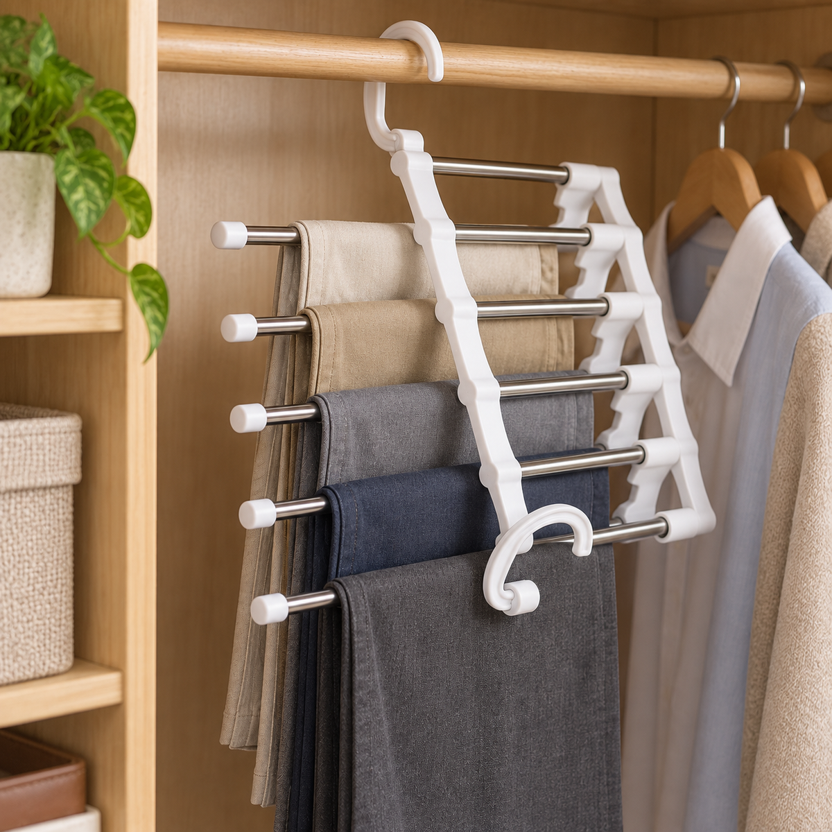 👖 Multi-Layer Pants Rack | Pull-Out Space-Saving Organizer
