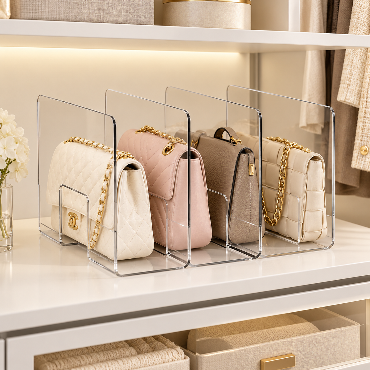 👜 Clear Handbag Organizer | Multi-Slot Closet Storage Rack
