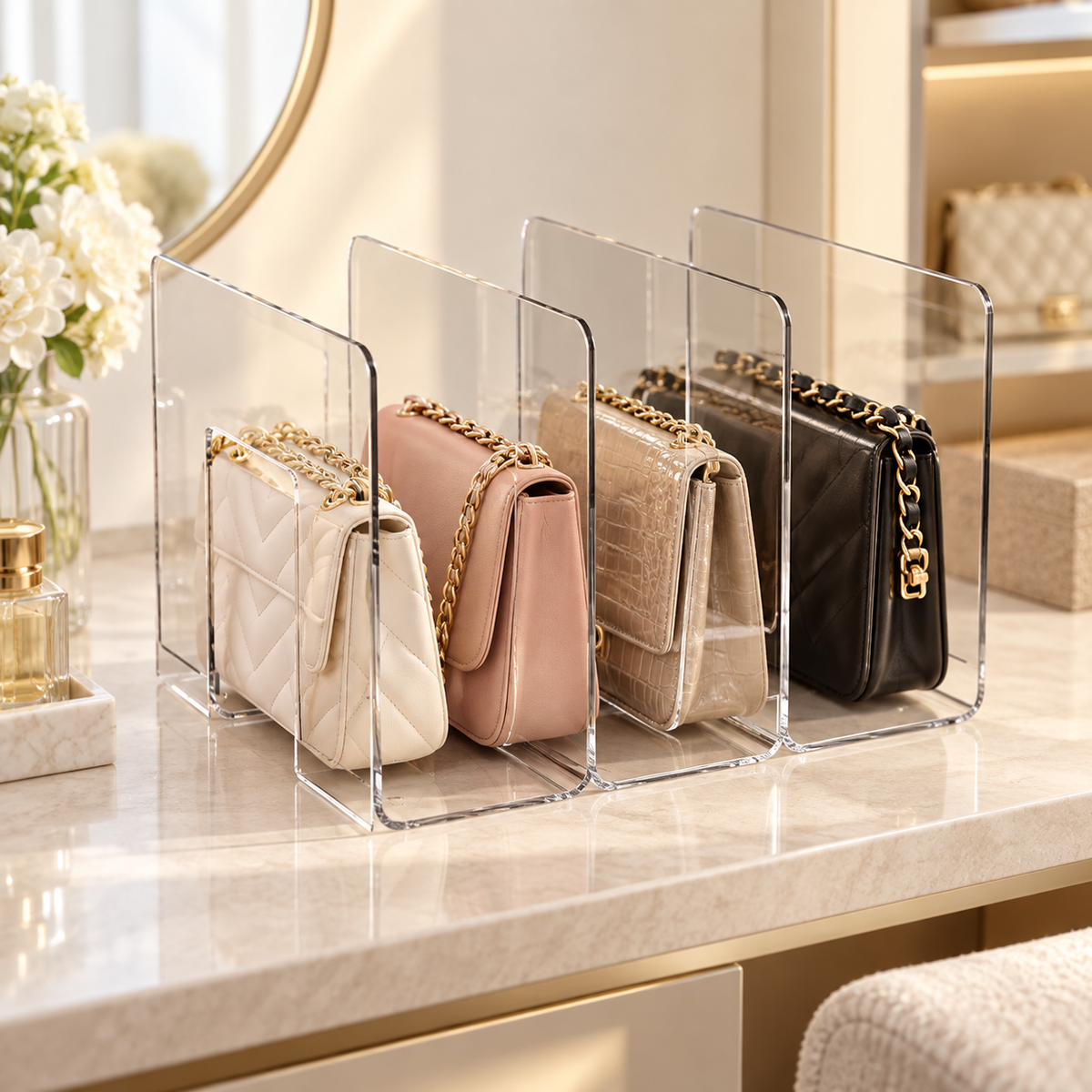 👜 Clear Handbag Organizer | Multi-Slot Closet Storage Rack