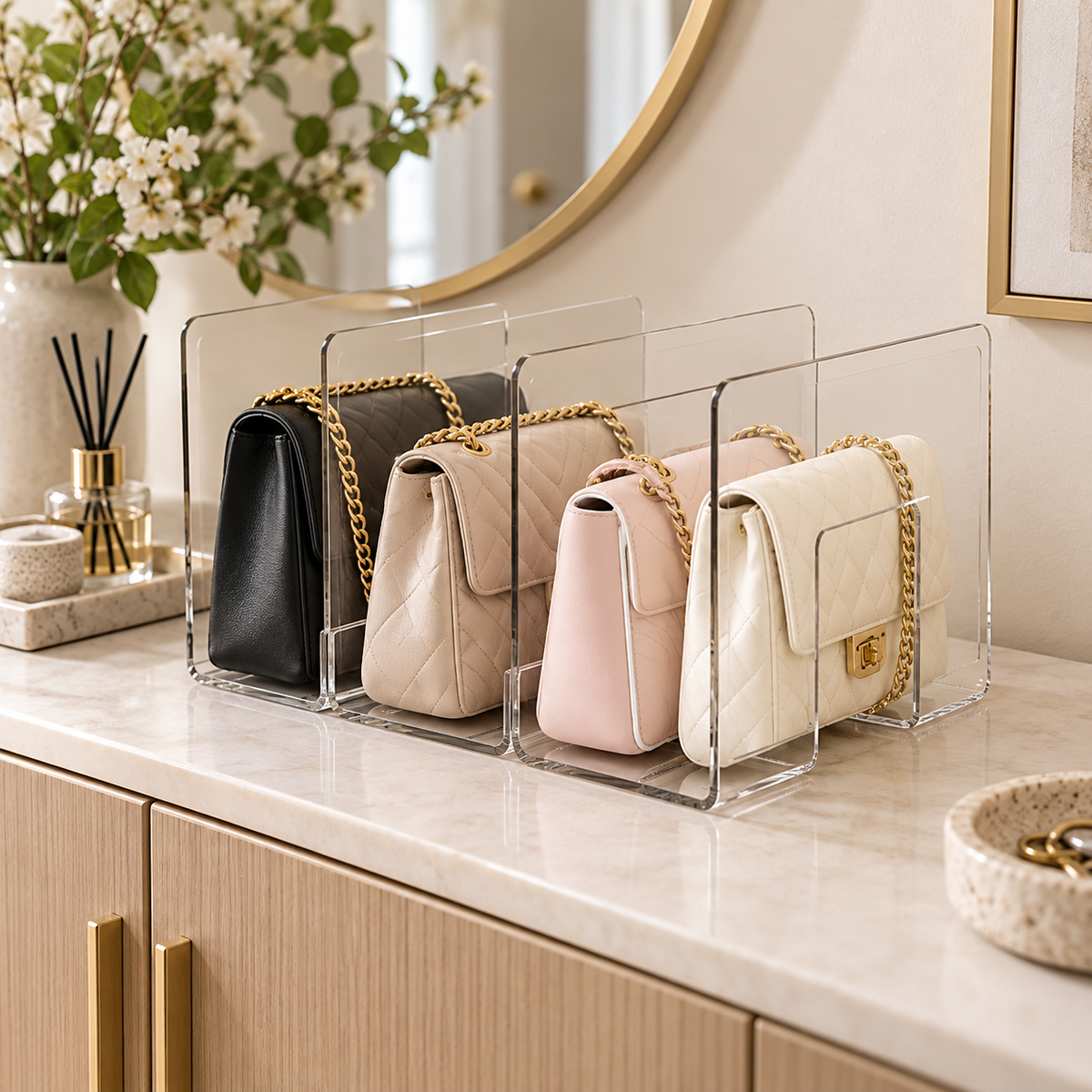 👜 Clear Handbag Organizer | Multi-Slot Closet Storage Rack