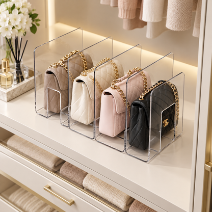 👜 Clear Handbag Organizer | Multi-Slot Closet Storage Rack