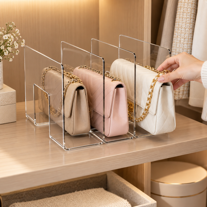 👜 Clear Handbag Organizer | Multi-Slot Closet Storage Rack