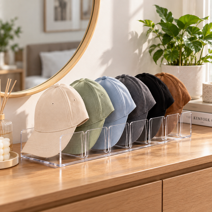 🧢 Clear Hat Organizer | Multi-Slot Cap Storage Rack