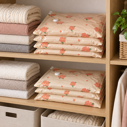 🌸 Vacuum Storage Bag Set | Space-Saving Compression Bags | Closet & Travel Organizer