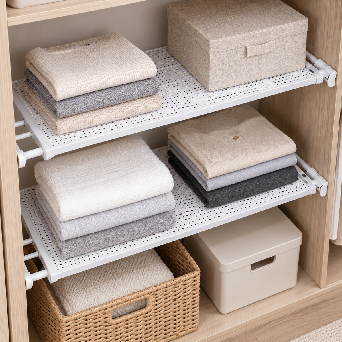 🧺 Expandable Closet Shelf | Space-Saving Wardrobe Divider | Adjustable Storage Rack