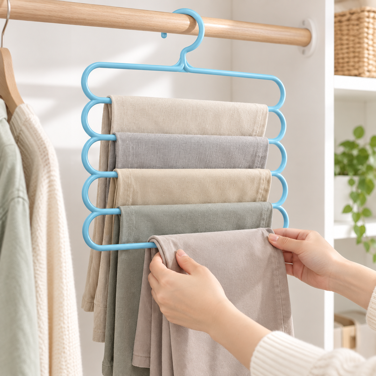 👖 Multi-Layer Pants Hanger | Space-Saving Closet Organizer