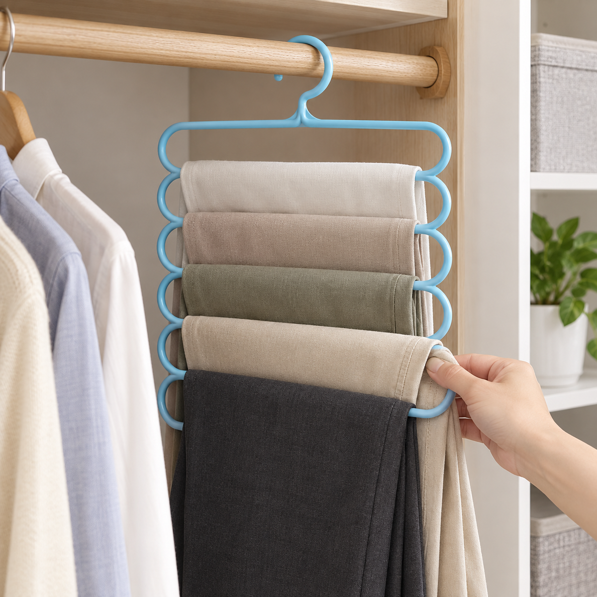 👖 Multi-Layer Pants Hanger | Space-Saving Closet Organizer