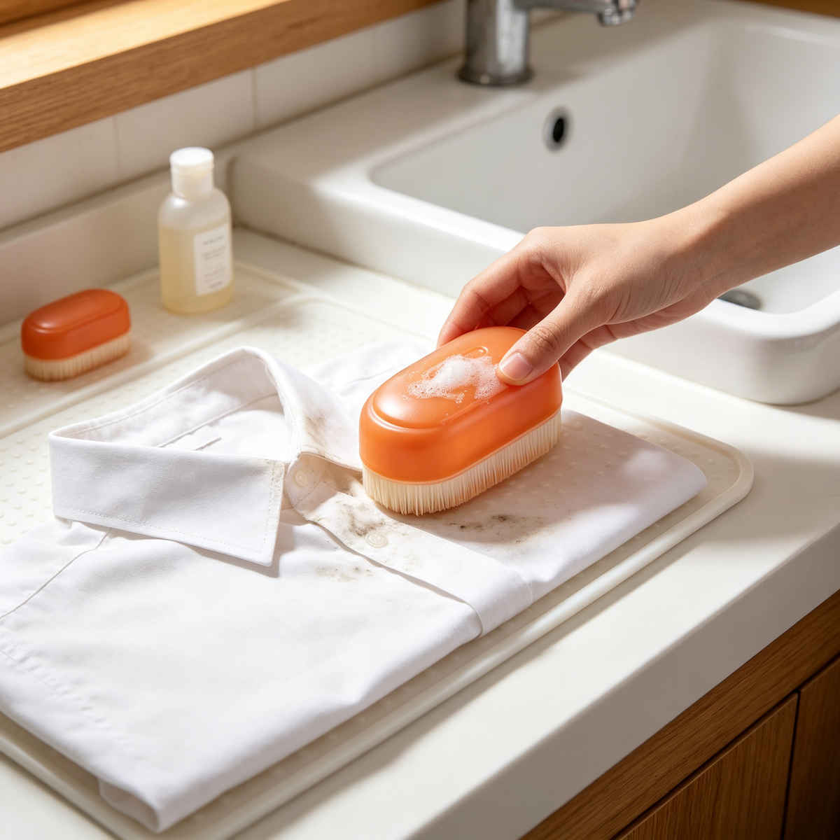 🧡 Collar & Cuff Cleaning Brush | Dense Bristles | Targeted Stain Scrubber